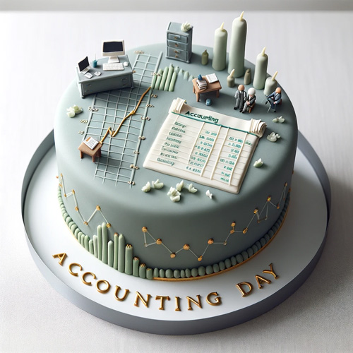 کیک حسابداری با تزیین روز محیط کار حسابداری